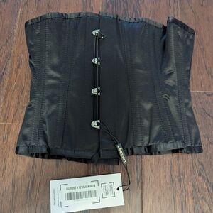 Black Classic Underbust Corset with Hip Gores and Hook Closure
